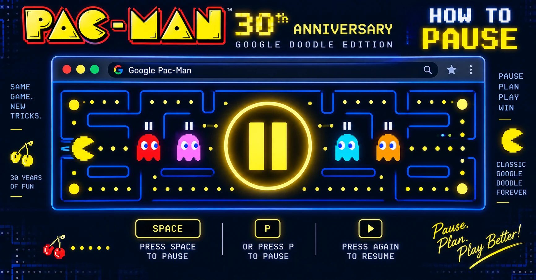 Google 30th Anniversary Pac-Man Doodle paused