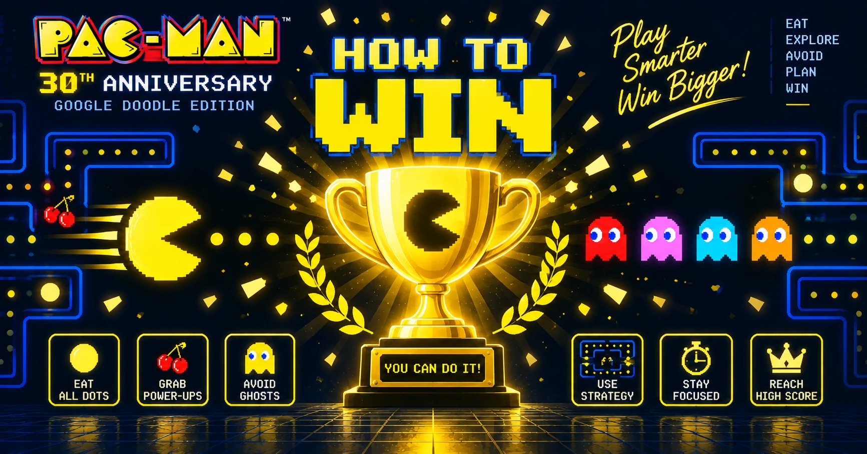Perfect game score screen for Pac-Man 30th Anniversary